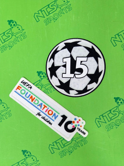 2025/26 UCL 15 次歐聯冠軍章 + UEFA 10th Anniversary Foundation 臂章