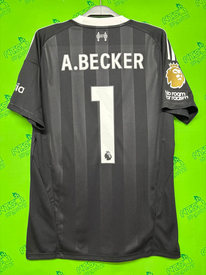 LIVERPOOL 2025/26 Goalkeeper Third Short Sleeve Jersey with 1 A.BECKER Printings + Champions Patch + No Room For Racism Patch