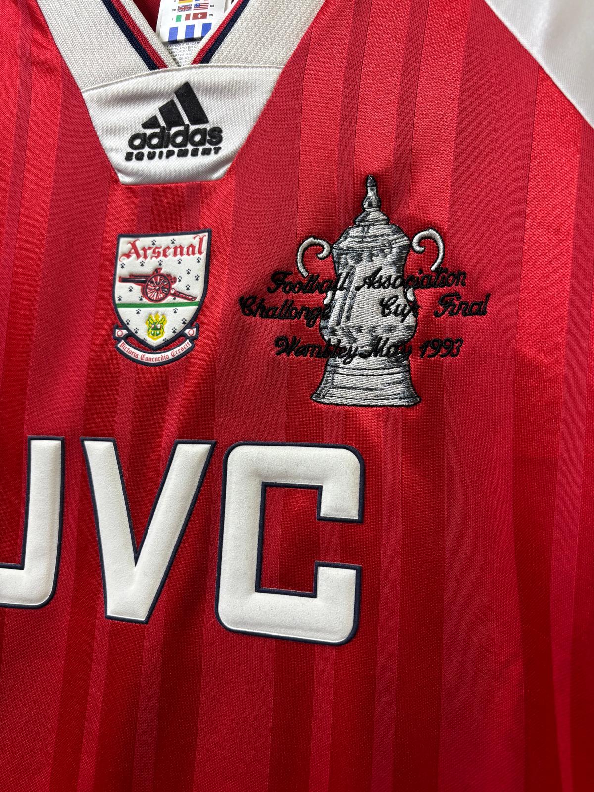 【復刻系列】ARSENAL 阿仙奴 1992/94 主場復刻版男裝短袖球衣連足總盃決賽刺繡及印字連章