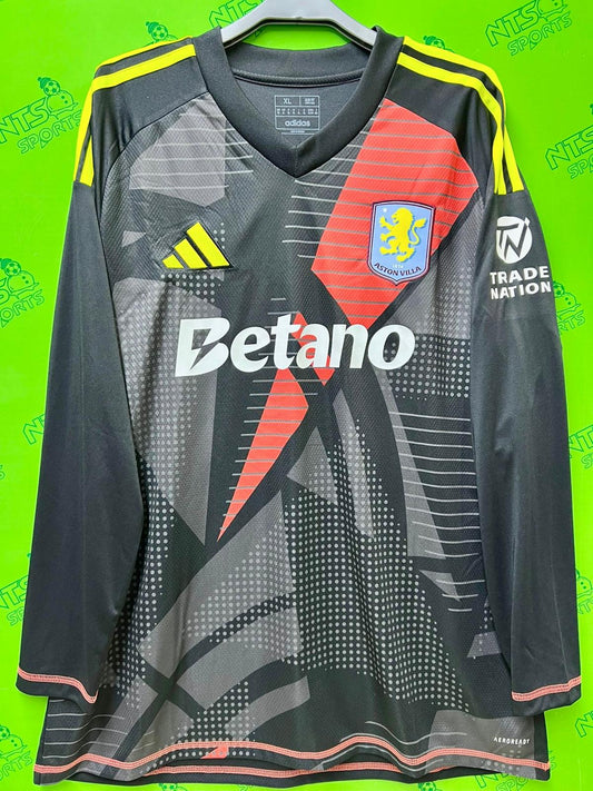 ASTON VILLA 2024-2025 Home Goalkeeper shirt with printing and patch 