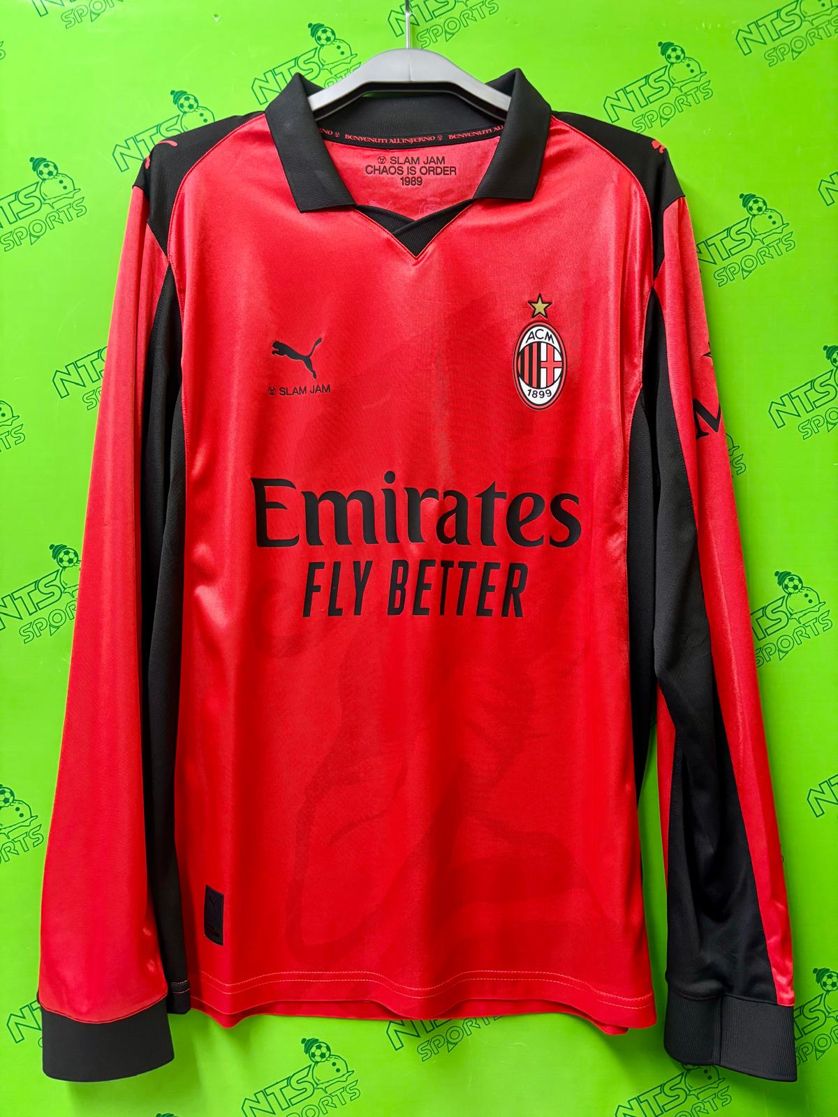 AC MILAN X SLAM JAM 2025/26 第 4 作客球迷版男裝長袖球衣（紅色版）