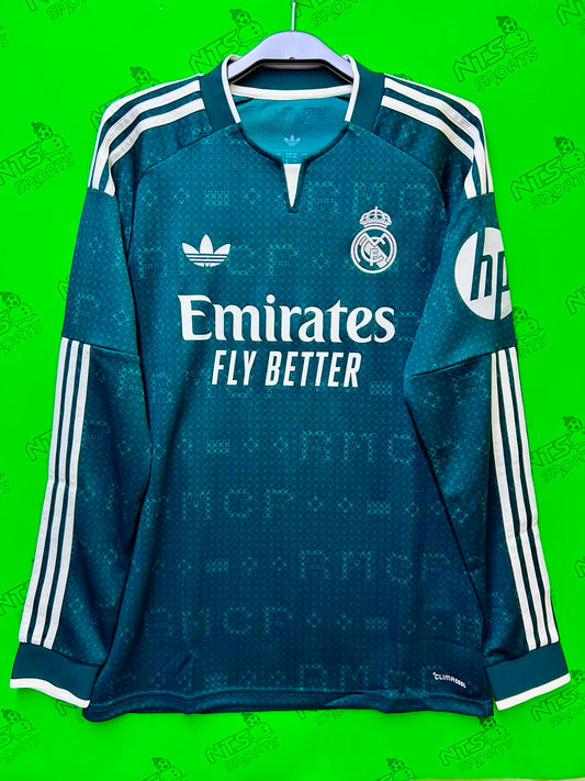 REAL MADRID 皇家馬德里 2026/27 作客球迷版男裝長袖球衣連印字連章